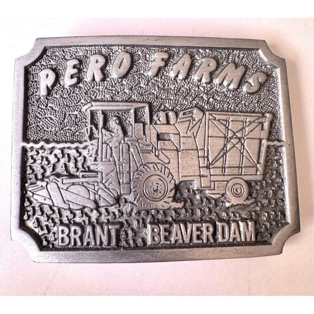 PERO FARMS BRANT BEAVER DAM‎ 1970 PEWTER AGRICULTURE BUCKLE